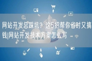 网站开发总踩坑？这5招帮你省时又搞钱|网站开发技术方案怎么写