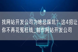 找网站开发公司为啥总踩坑？这4招让你不再花冤枉钱_制作网站开发公司