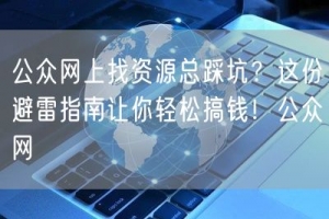 公众网上找资源总踩坑？这份避雷指南让你轻松搞钱！公众网