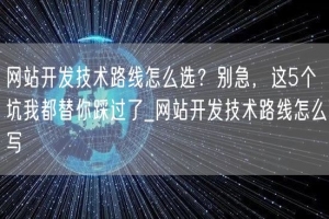 网站开发技术路线怎么选？别急，这5个坑我都替你踩过了_网站开发技术路线怎么写