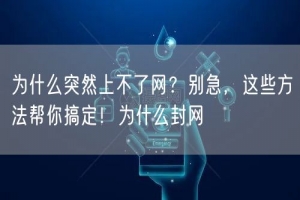 为什么突然上不了网？别急，这些方法帮你搞定！为什么封网
