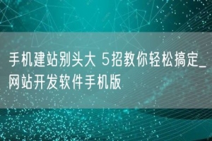 手机建站别头大 5招教你轻松搞定_网站开发软件手机版