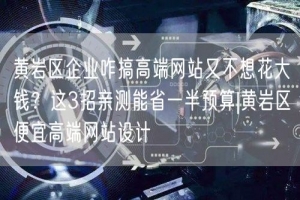 黄岩区企业咋搞高端网站又不想花大钱？这3招亲测能省一半预算|黄岩区便宜高端网站设