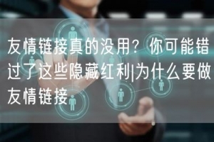 友情链接真的没用？你可能错过了这些隐藏红利|为什么要做友情链接
