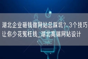 湖北企业砸钱做网站总踩坑？3个技巧让你少花冤枉钱_湖北高端网站设计