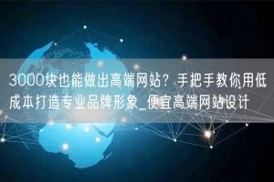 3000块也能做出高端网站？手把手教你用低成本打造专业品牌形