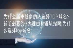 为什么越来越多的人选择TOP域名？新手必看的3大理由和避坑指南|为什么选择top