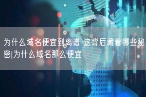 为什么域名便宜到离谱 这背后藏着哪些秘密|为什么域名那么便宜